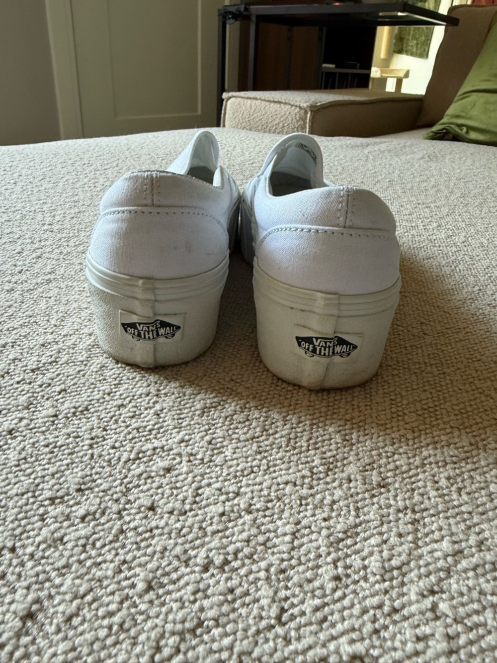 Vans Women’s Platform White Slip-On Canvas Sneakers - Picture 9 of 10